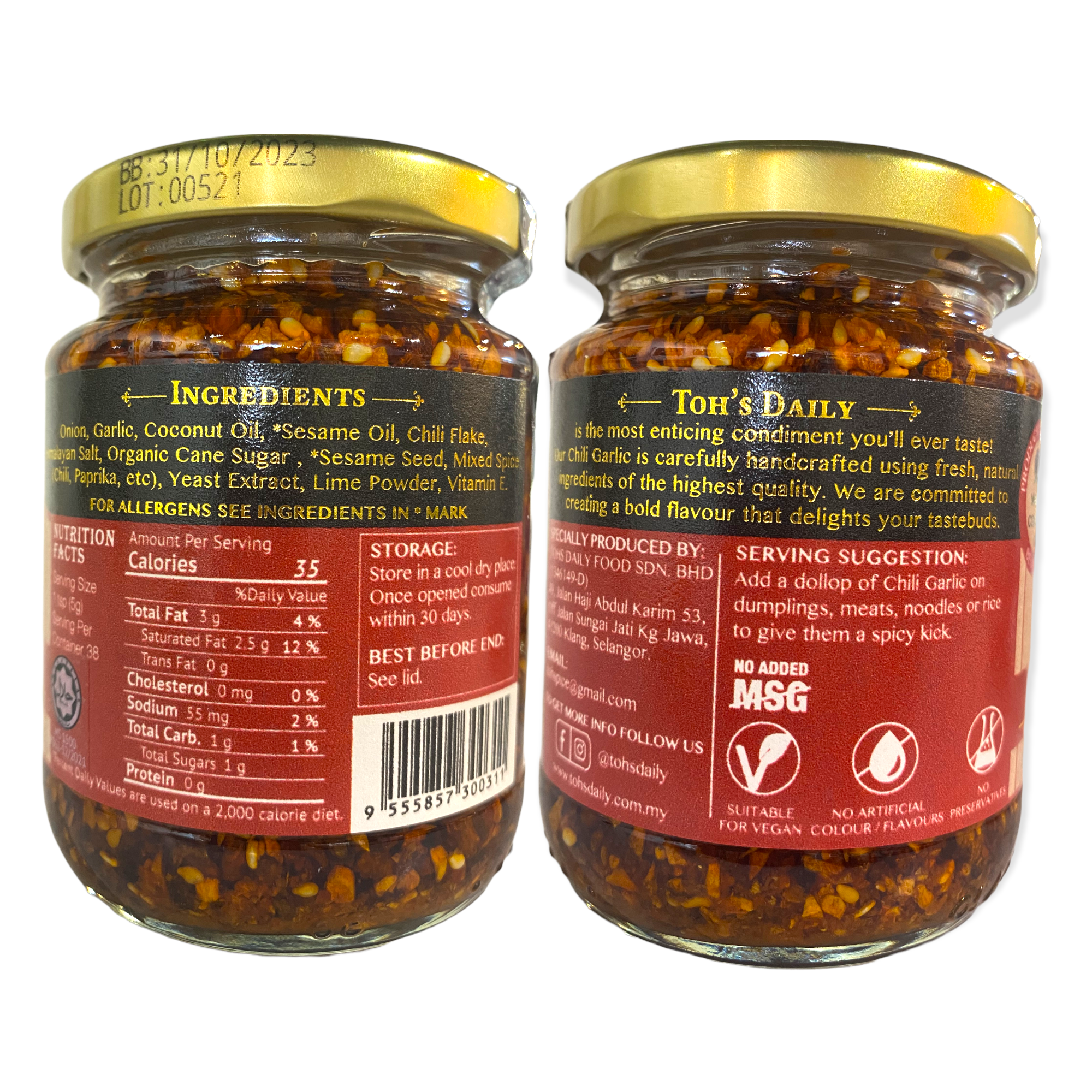 Vegan Toh's Chili Garlic - Extra Spicy (200g) - Image 2
