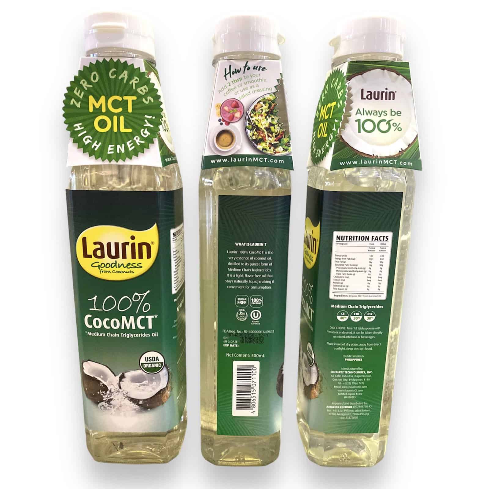 Laurin Coconut MCT Oil (500ml) Plastic Bottle