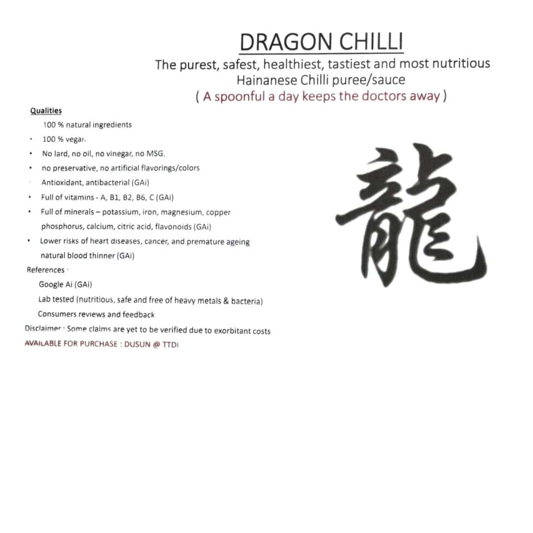 *Vegan* Long’s Hainanese Chilli (200gm) - Image 3